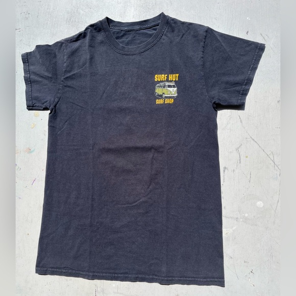 Men's Surf Hut T-Shirt Black Spell-Out NO SIZE Imperial Beach SD Shred Ocean Wax - Picture 6 of 11